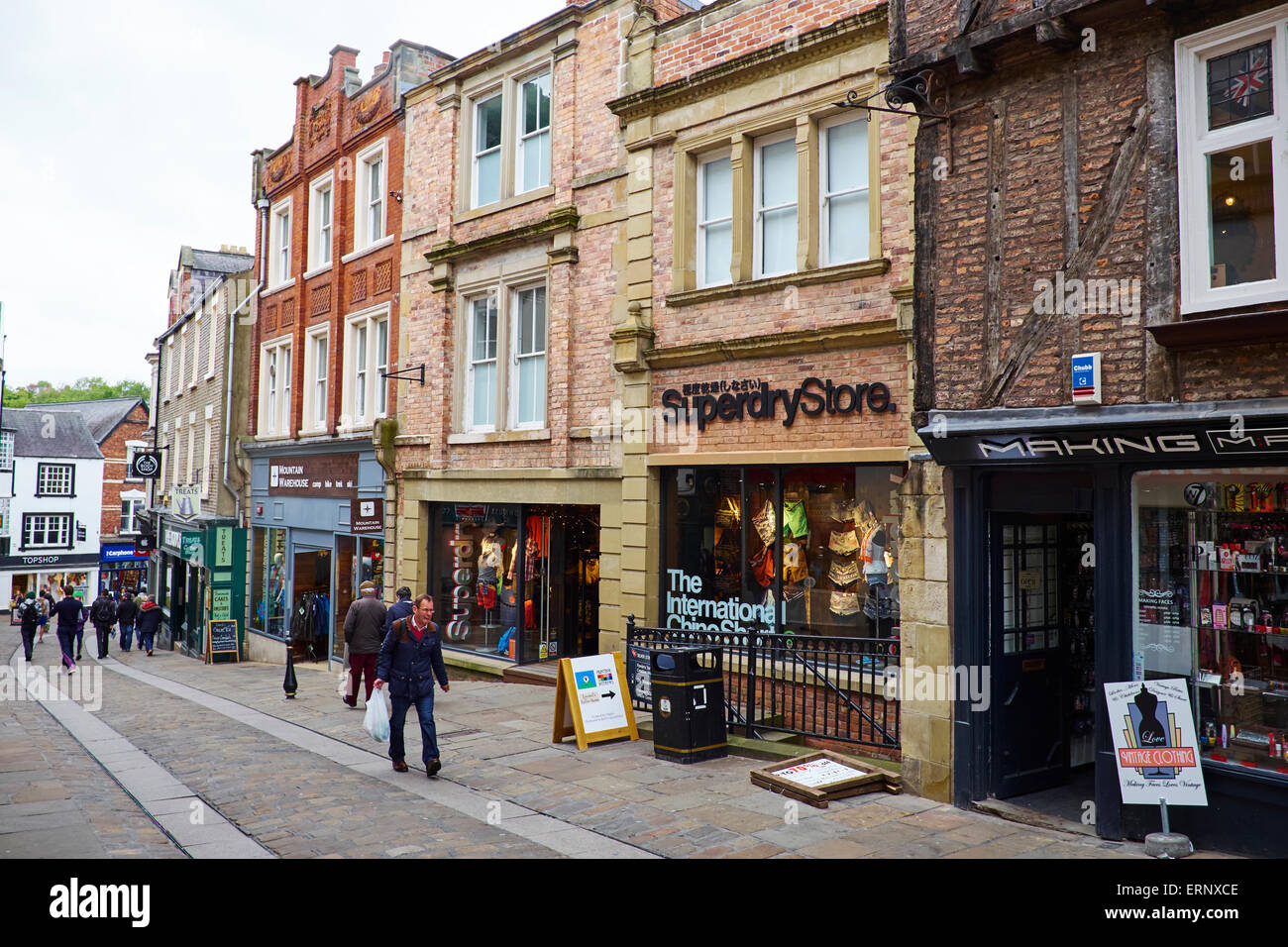 Blick entlang der Silver Street Durham UK Stockfoto