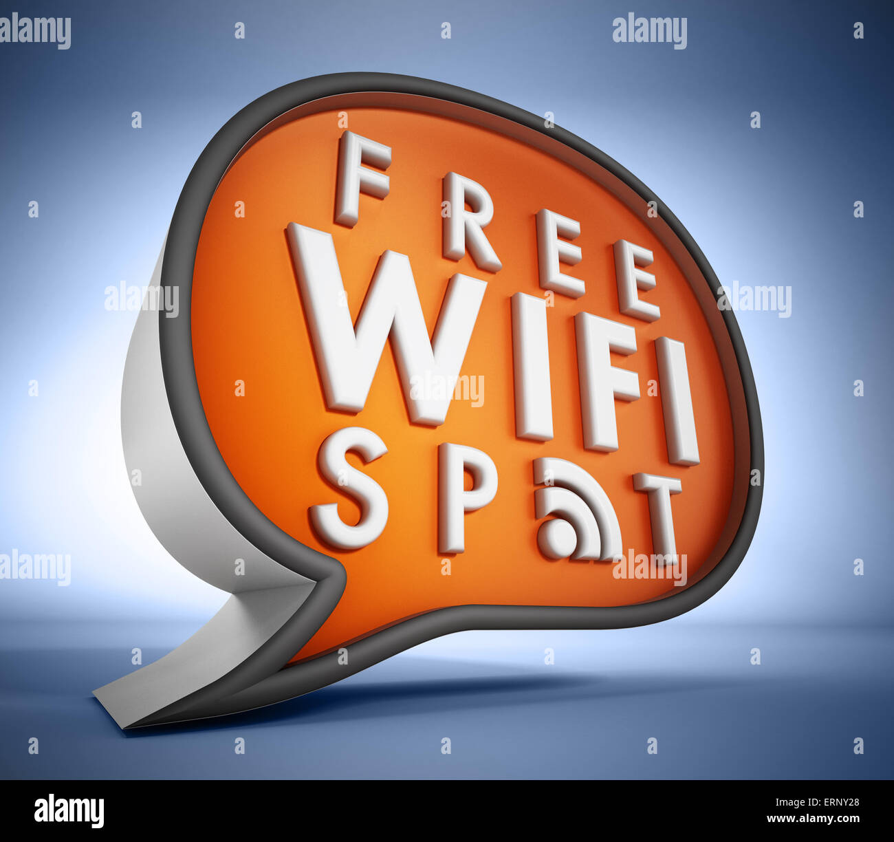 Free WiFi-Symbol auf blauem Hintergrund isoliert Stockfoto