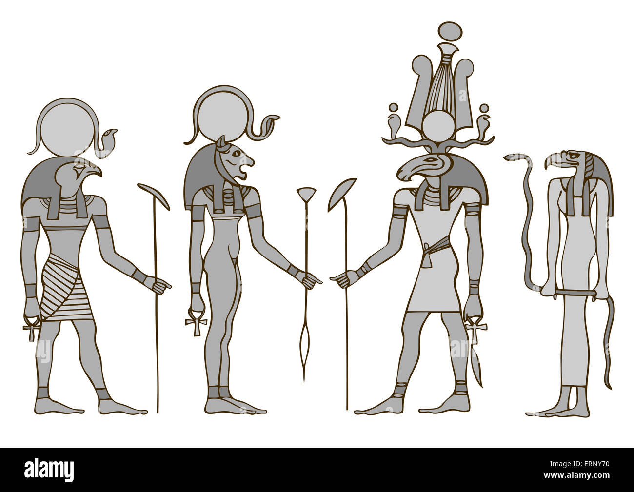 Verschiedenen ägyptischen Götter und Göttin Stockfoto