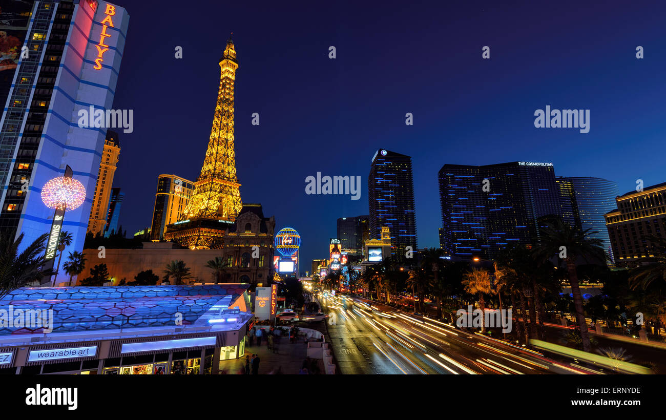 Welt berühmten Las Vegas Strip in Las Vegas, Nevada, wie in der Nacht zu sehen Stockfoto