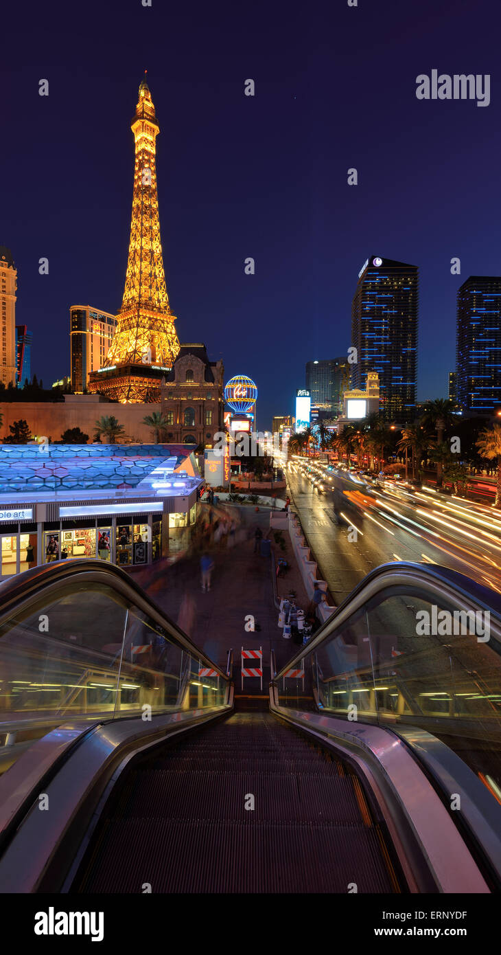 Nachtszene entlang The Strip in Las Vegas Nevada Stockfoto