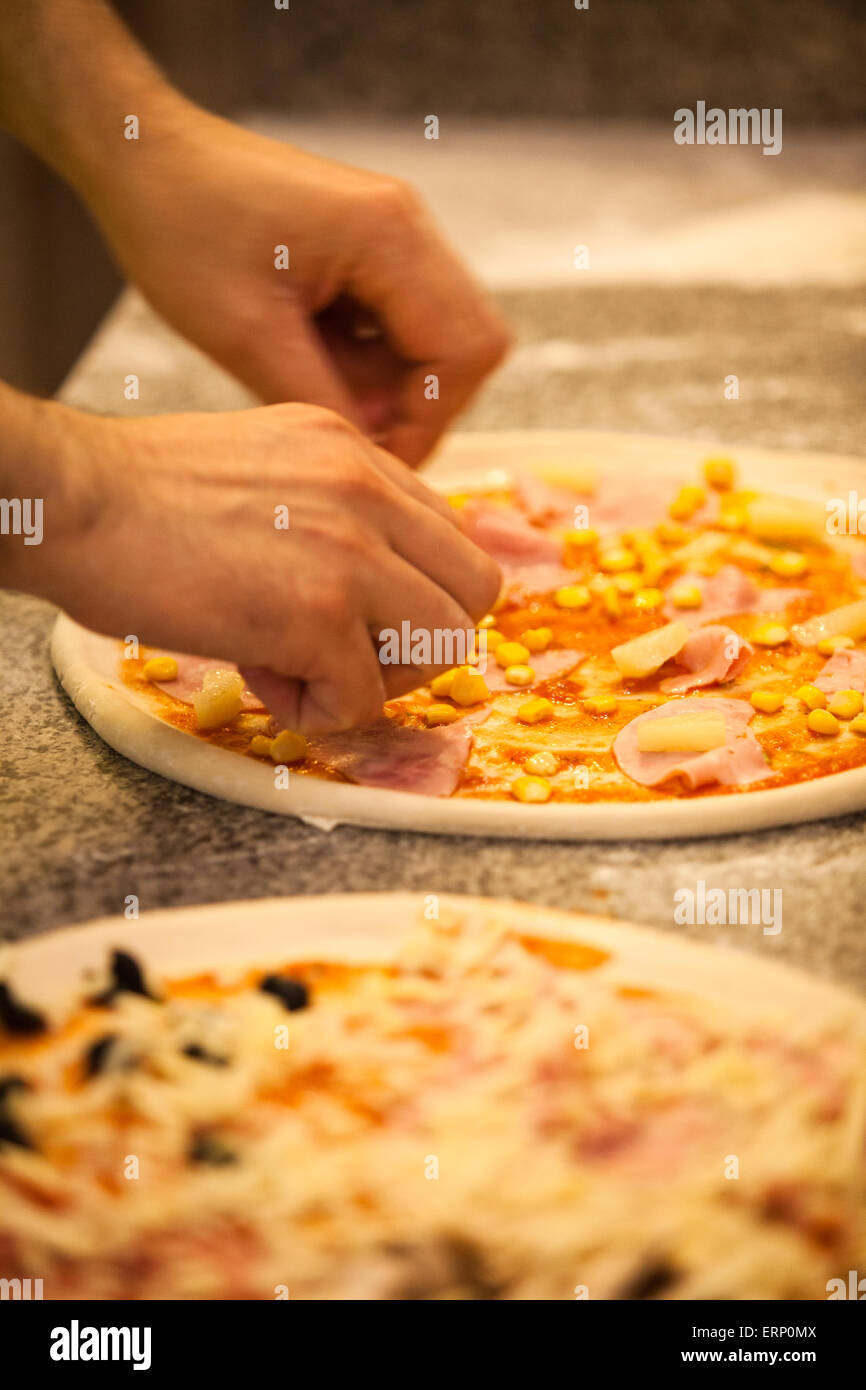 Pizza backen Stockfoto