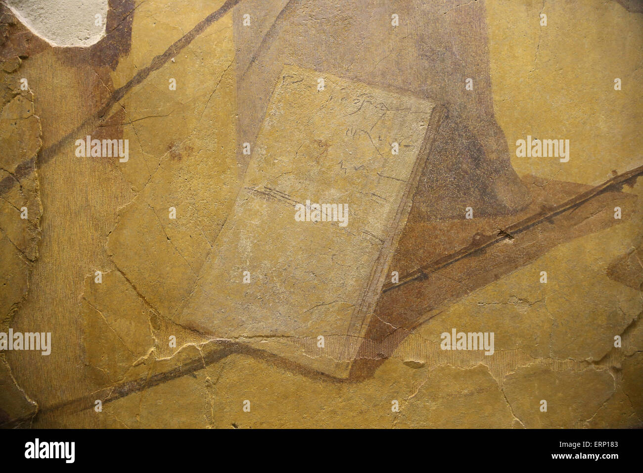 Römische Epoche. Wandmalerei. Detail-Sandalen (Caligae oder Calceus). Rom. Italien. Stockfoto