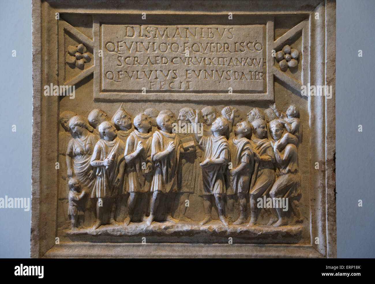 Zurückzuführen Altar der Regierung Sekretärinnen. Rom. 1. C. Q. Fulvius und seinem Bruder Quintus Fulvius Priscus, der als Scribae diente Stockfoto