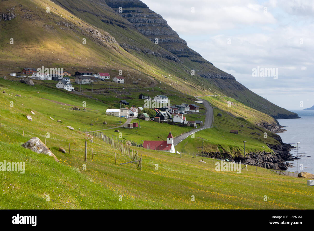 Färöer Inseln, entlegenen Dorf Kunoy Stockfoto