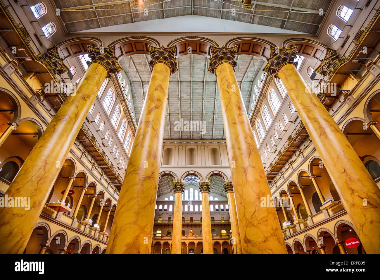 Die große Halle des National Building Museum in Washington DC. Stockfoto