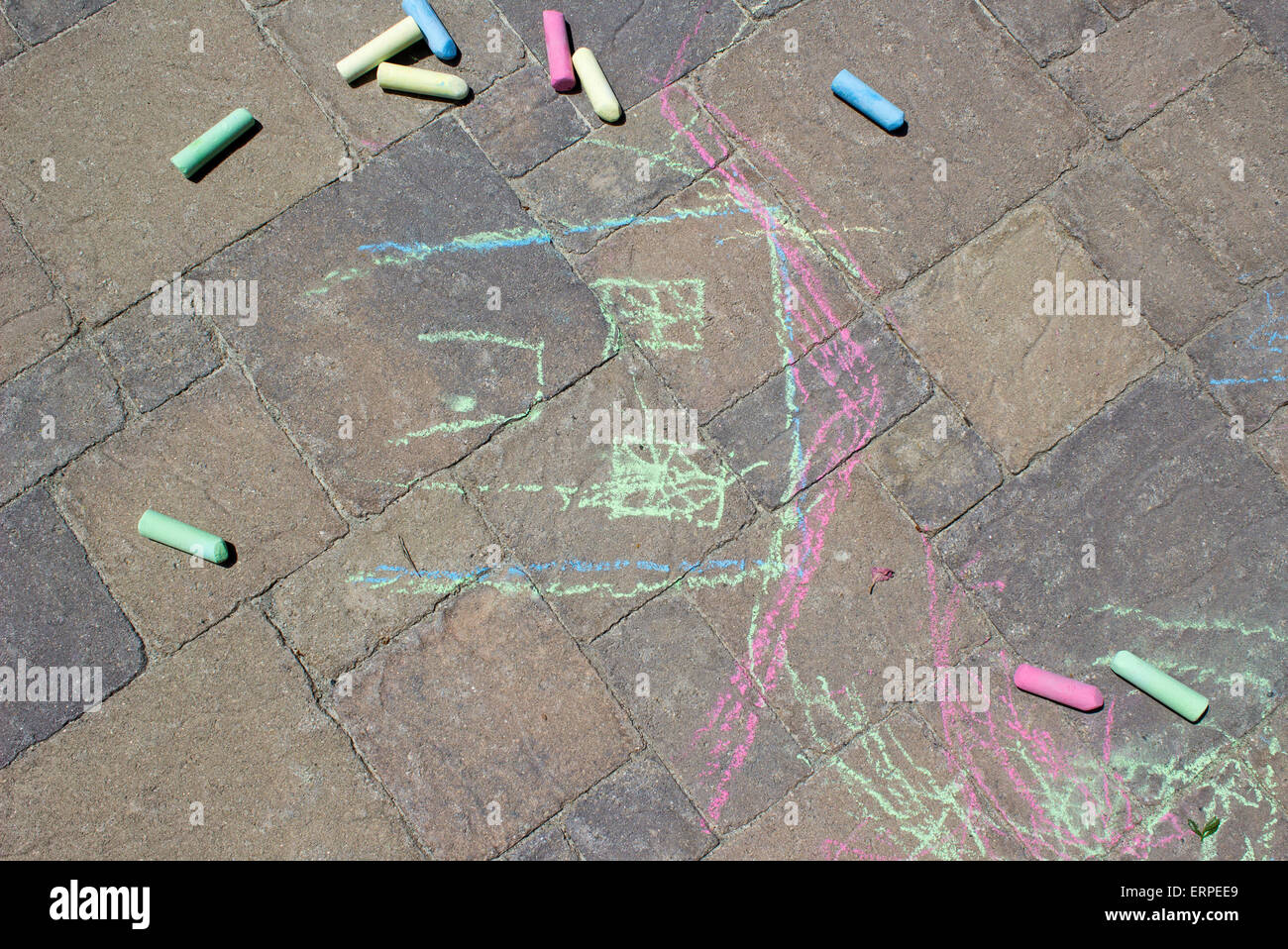 Chalk Kunst auf Zement Straßenfertiger Stockfoto