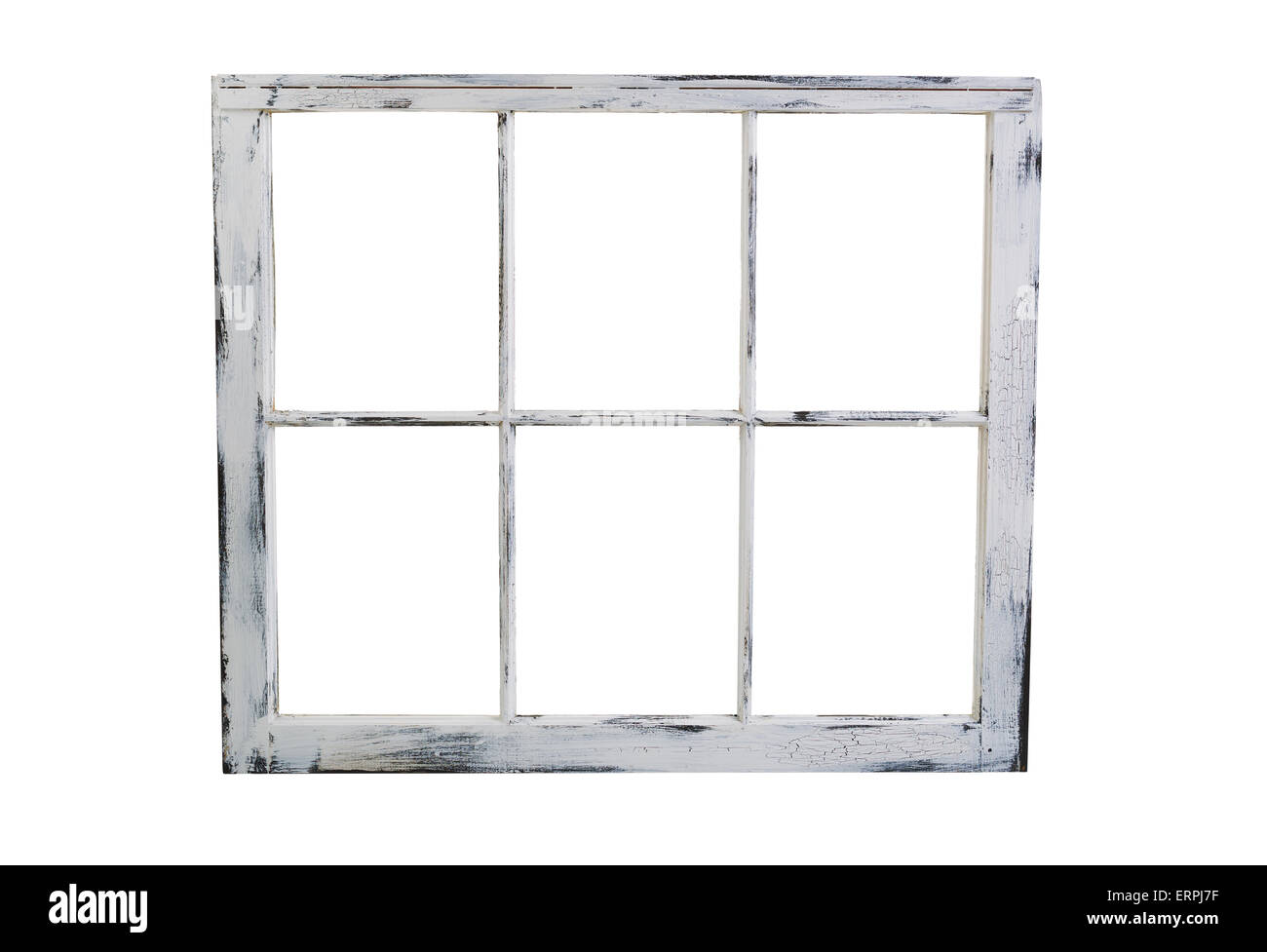 Vintage Holz-Fenster mit weißen Farbe isoliert auf weißem Hintergrund verblassen. Stockfoto