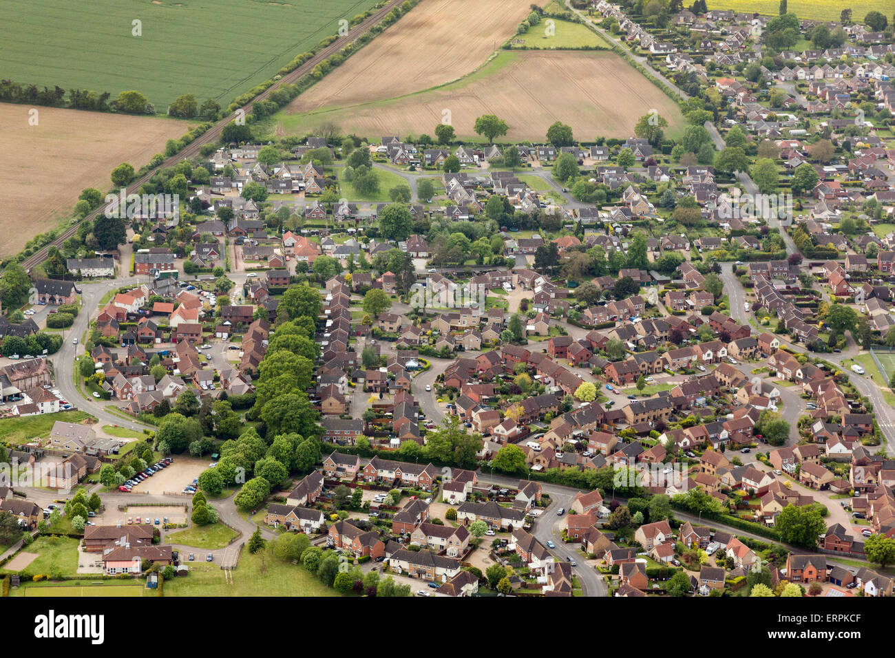 Luftaufnahme von Thurston, in der Nähe von Bury St Edmunds, Suffolk, UK Stockfoto