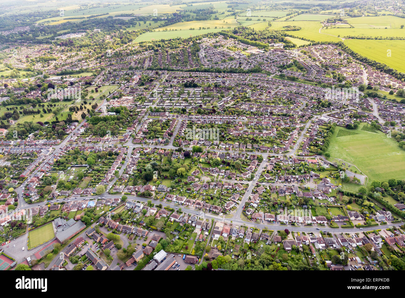 Luftbild-Ansicht von Bury St Edmunds Stockfoto