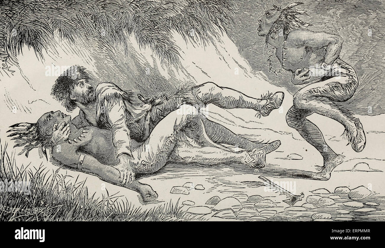 Andrew Poes berühmten Kampf mit Big Foot, 1781 Stockfoto