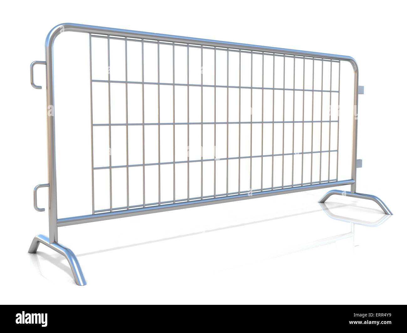 Stahl Barrikaden, isoliert auf weißem Hintergrund. Seitenansicht Stockfoto
