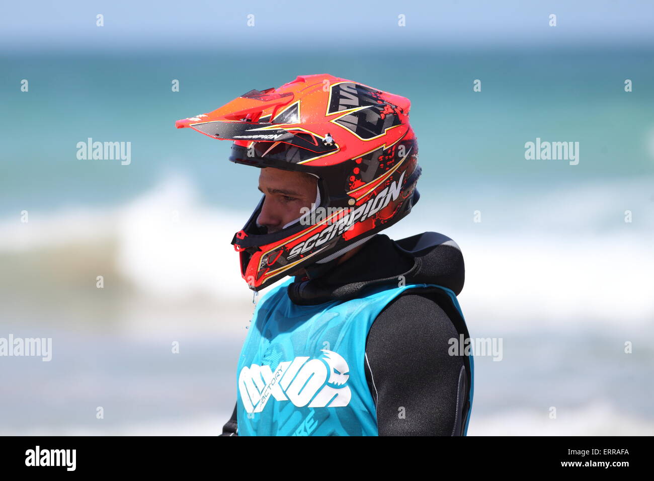 Fistral Strand, Newquay, Cornwall, UK. 7. Juni 2015. Jet-Ski Fahrer konkurrieren bei der IFWA Tour Jet Skiweltmeisterschaft Stockfoto