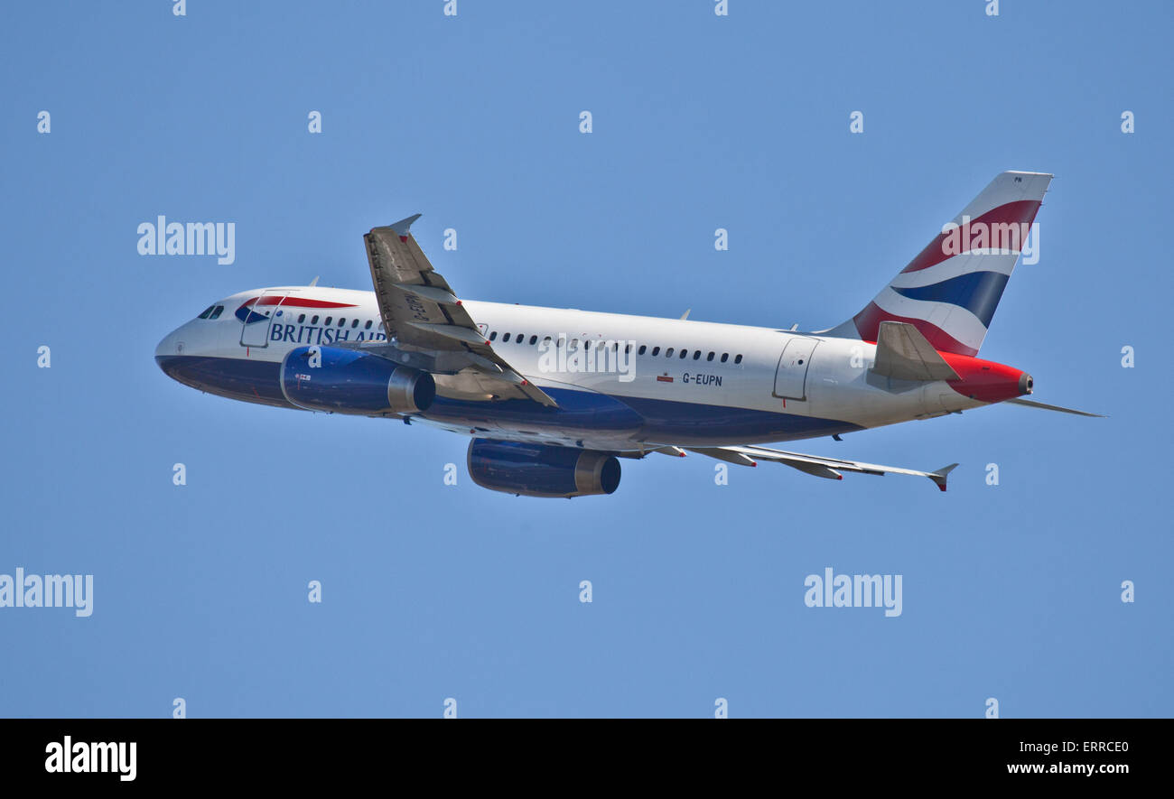 British Airways Airbus a319 G-EUPN Abfahrt Flughafen London-Heathrow LHR Stockfoto