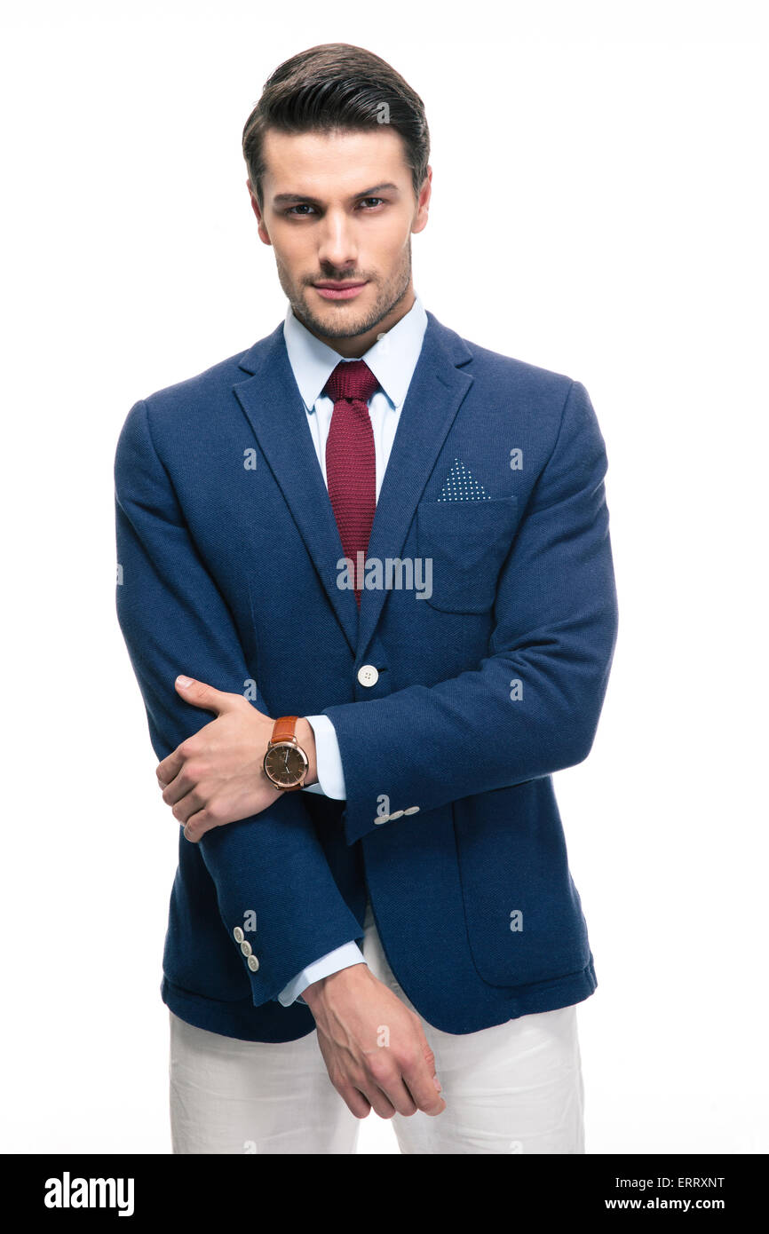 Porträt eines zuversichtlich Geschäftsmann isoliert auf einem weißen Hintergrund. Blick in die Kamera Stockfoto