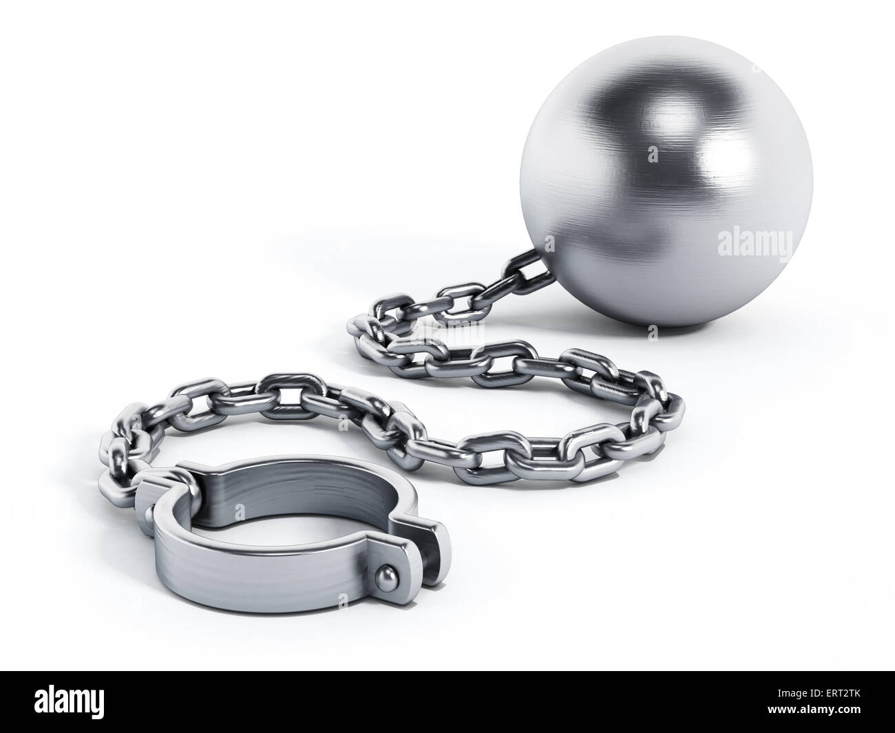 Eisenkugel ans Shacle Trog die Kette Stockfoto