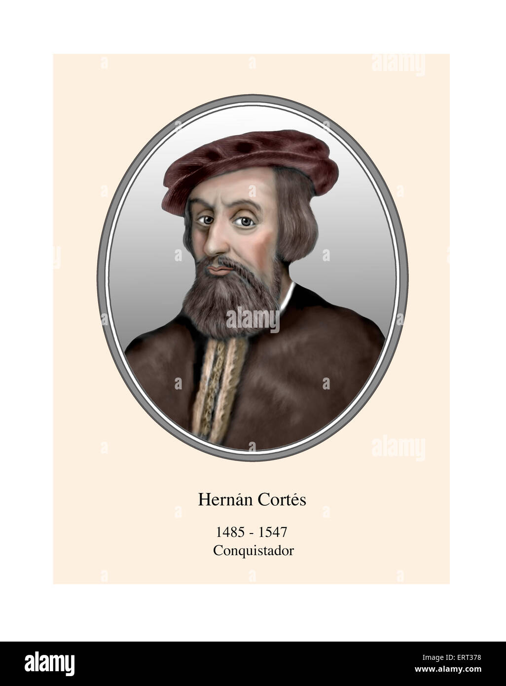 Hernan Cortes Hernando Cortez Porträt moderner Illustration ...