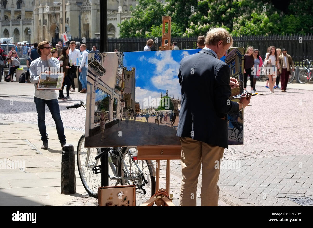 Künstler malen Bild in Cambridge, england Stockfoto
