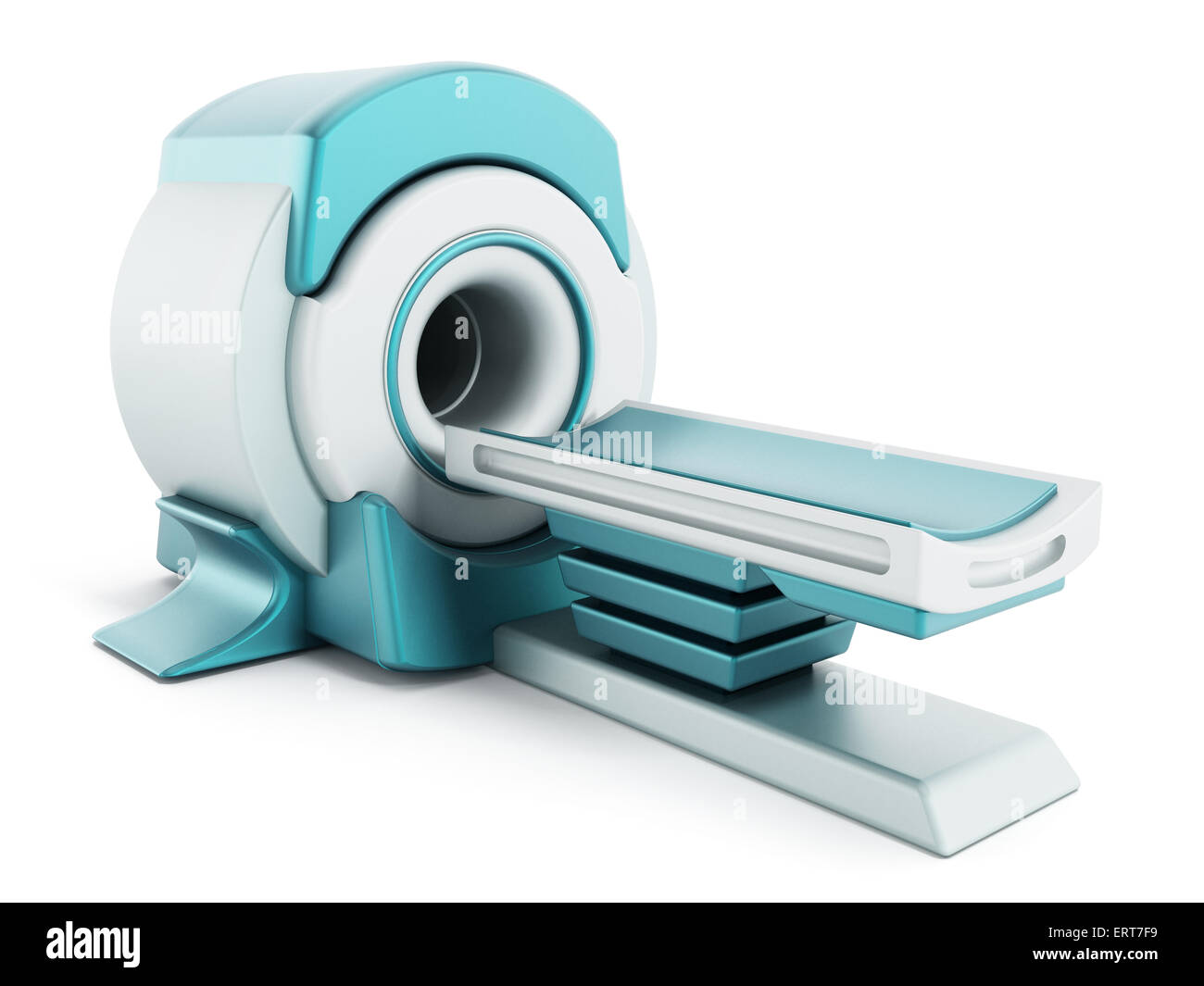 Magnet-Resonanz-Tomographie MRT-System isoliert auf weißem Hintergrund. Stockfoto
