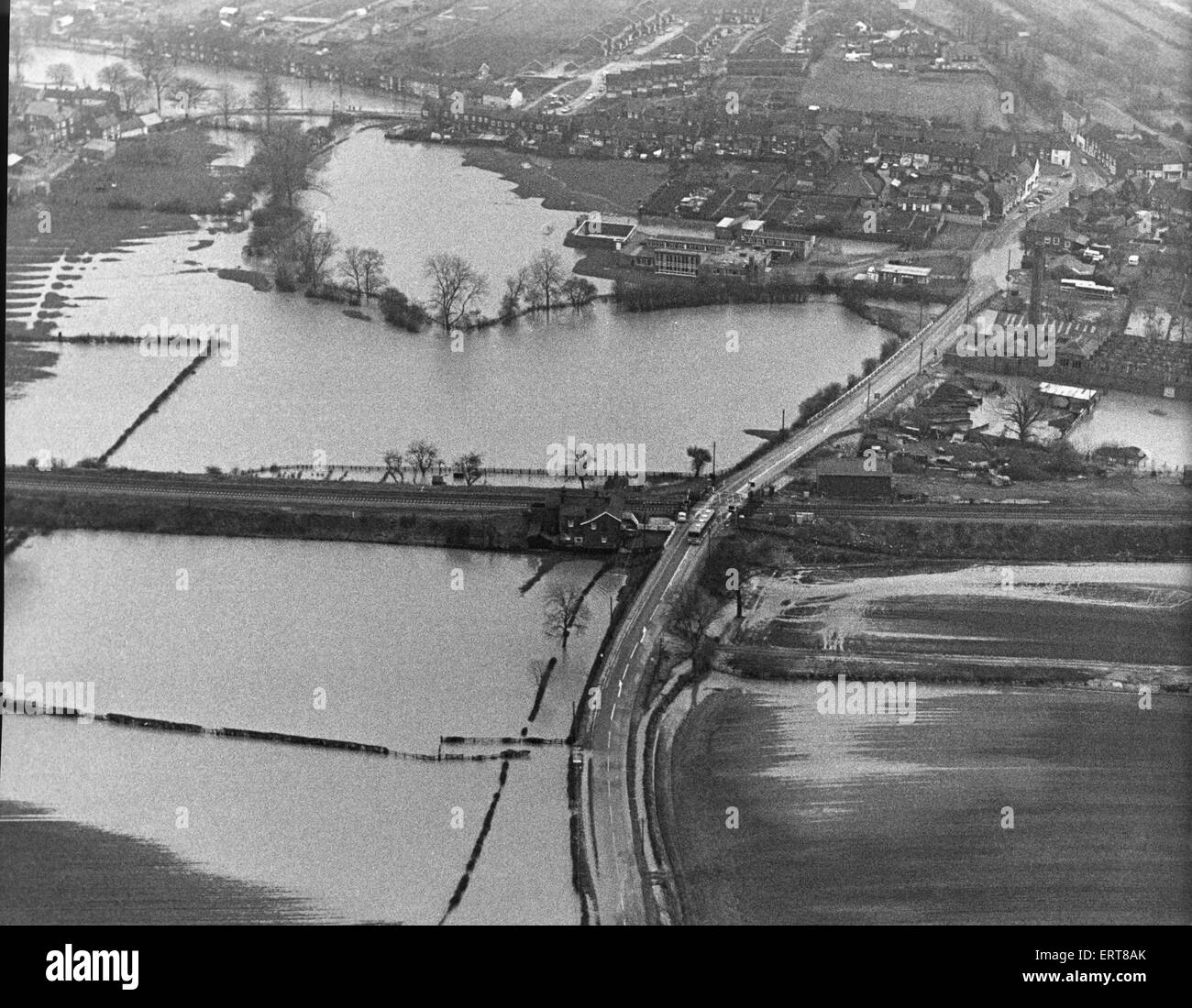 Brompton nahe Northallerton, virtuually durch die steigende Flutwasser abgeschnitten wurde. 30. März 1979 Stockfoto