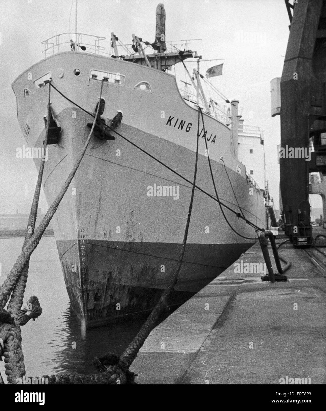 Der König Java hier gesehen bei Middlesbrough Dock festgemacht. 20. Dezember 1971 Stockfoto