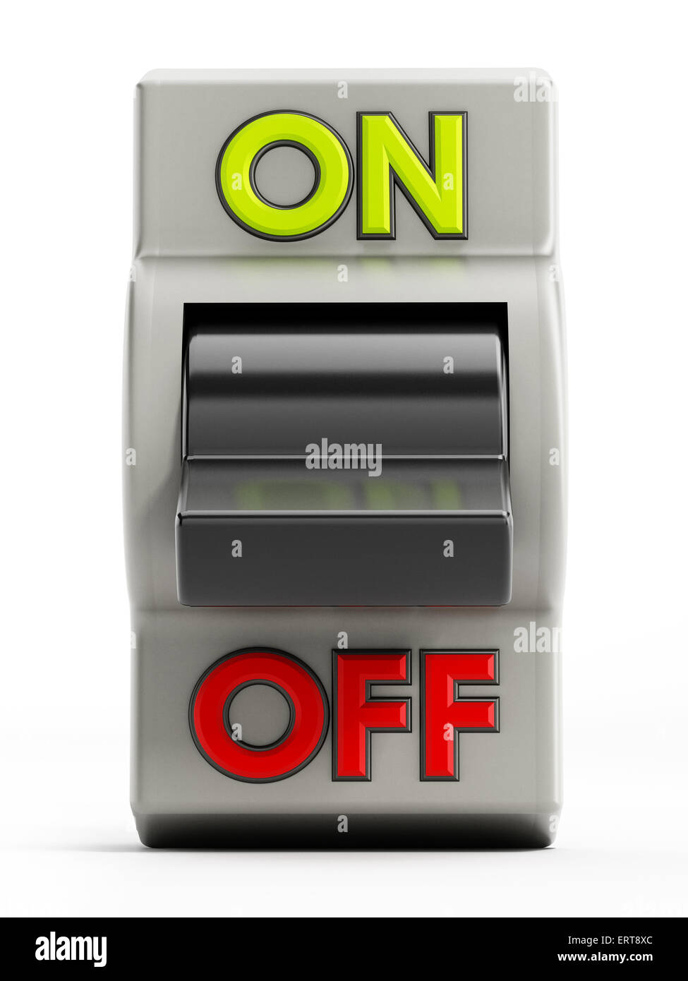 Auf off-Taste isoliert auf weißem Hintergrund Stockfoto