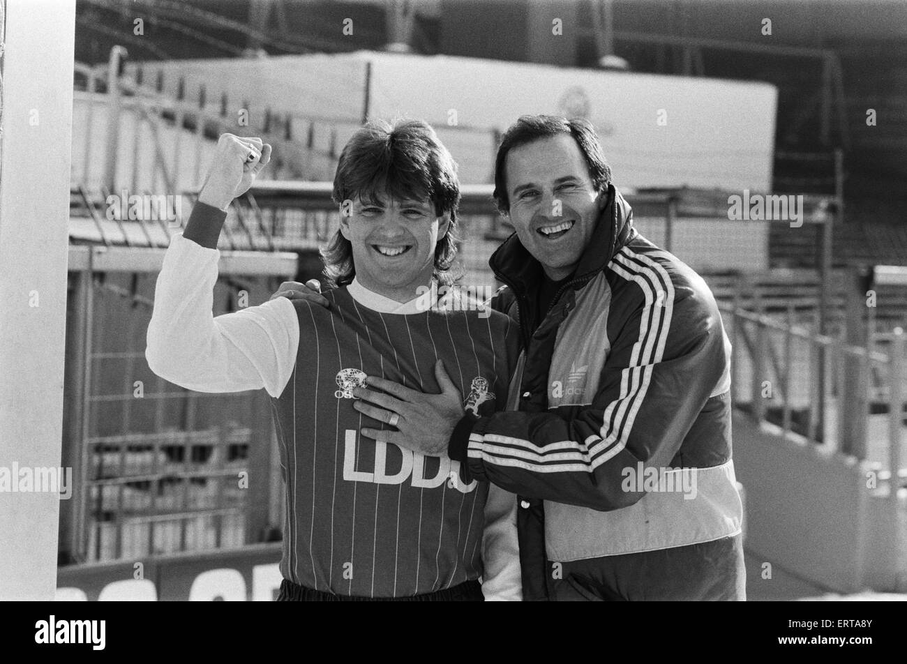 Fußballer Steve Lovell. 12. Februar 1985. Stockfoto