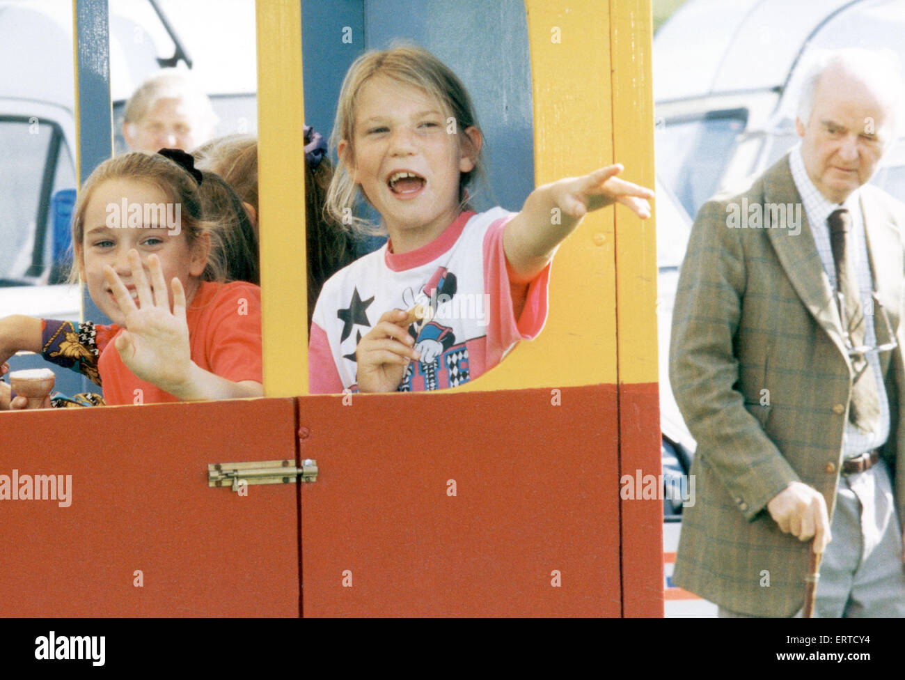 Die Jugendlichen auf eine Fahrt am Castleton Agricultural Show. 11. September 1993. Stockfoto