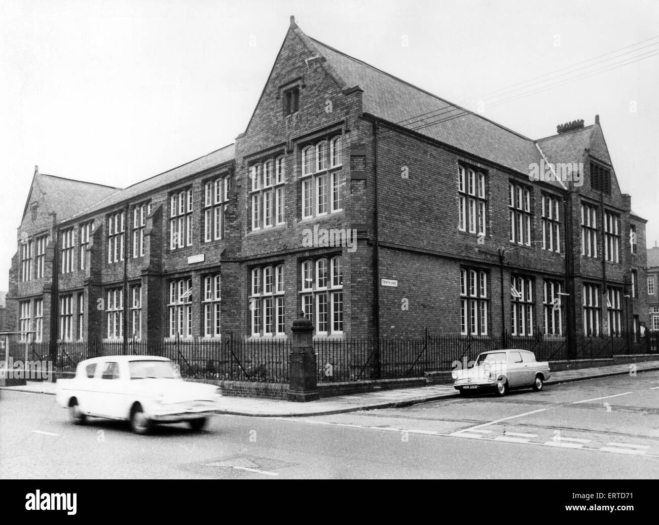 Chillingham Straße Schule, Ninth Avenue, Heaton, Newcastle Upon Tyne, Tyne and Wear, SE6 5XX. 15. September 1971. Stockfoto