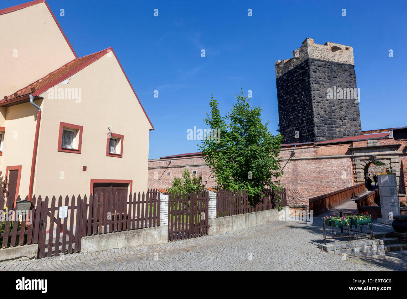 Historische Altstadt, Schwarzer Turm, alten mittelalterlichen Burg, Cheb (Eger), historisches Baudenkmal, Eger, Westböhmen, Tschechien, Europa Stockfoto