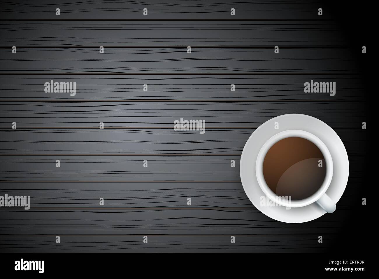 Tasse Kaffee oder Tee auf dem Tisch dunkles Holz Stock Vektor