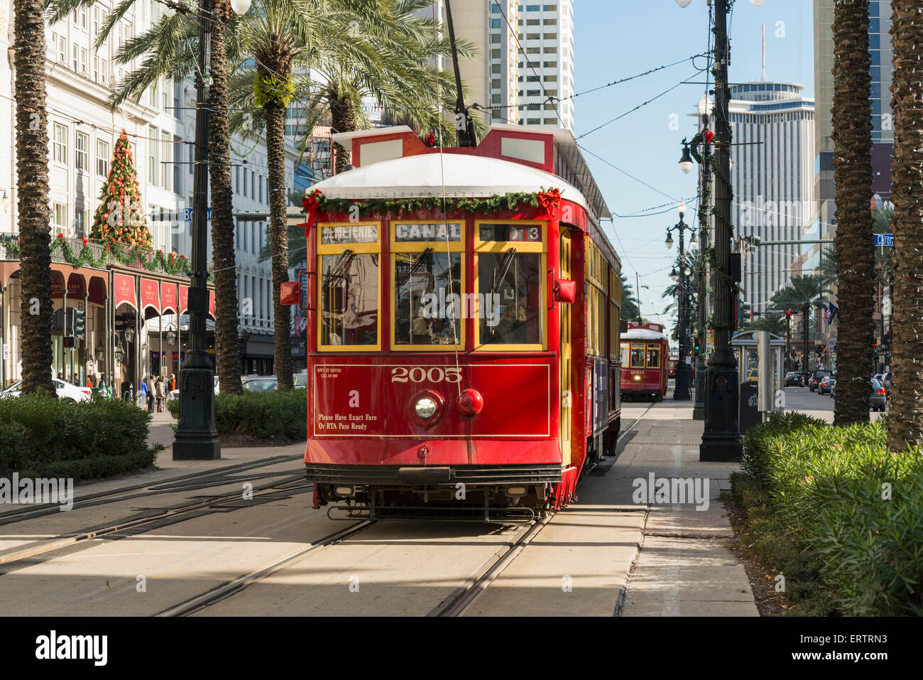 Straßenbahn Straßenbahn auf der Canal Street, New Orleans French Quarter, Louisiana, USA Stockfoto