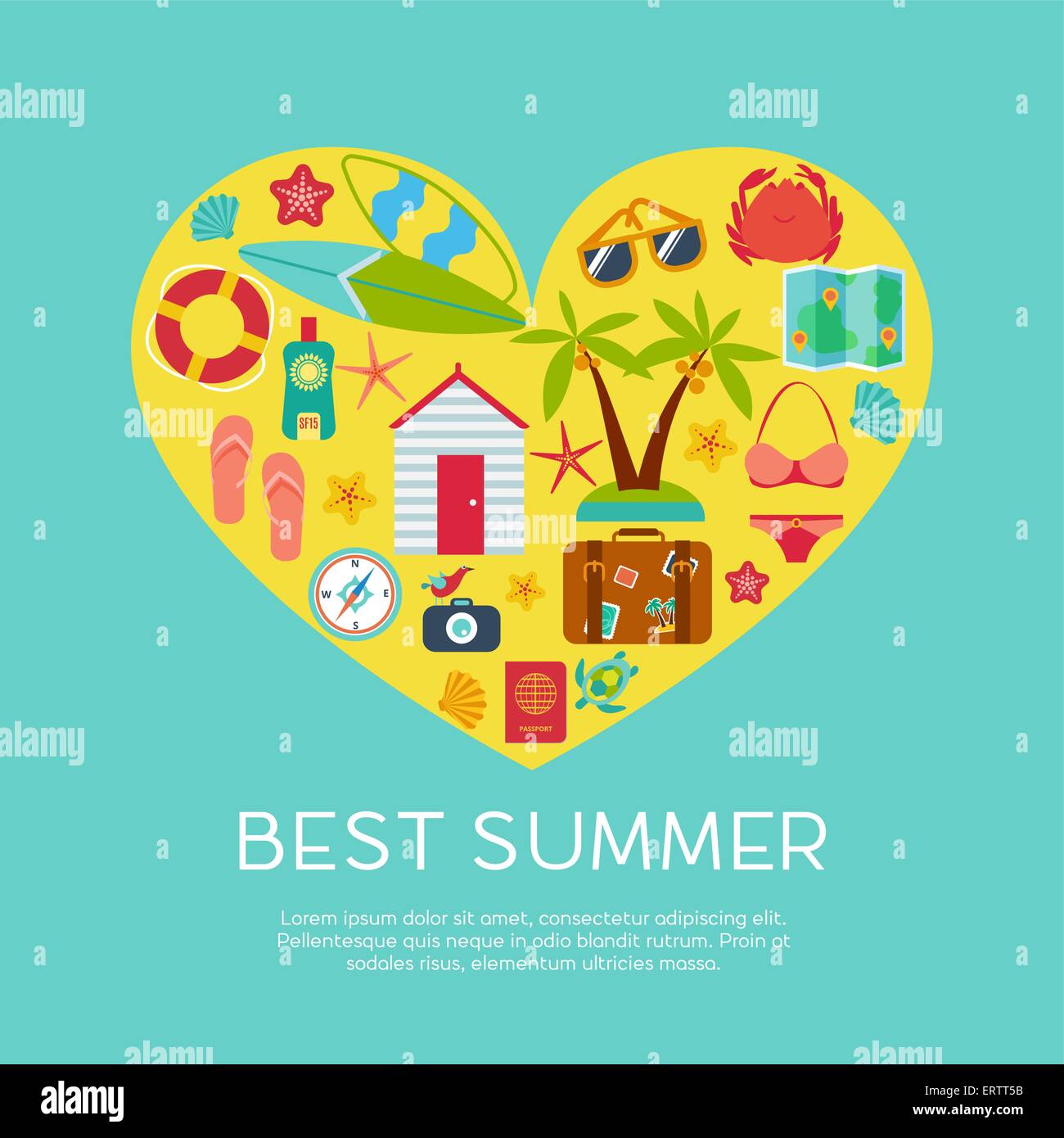 Flache Symbole Satz von Reisen Stock Vektor