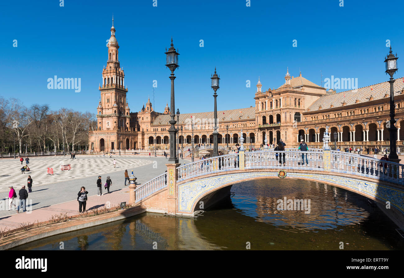 Plaza de Espana, Sevilla, Spanien, Europa Stockfoto