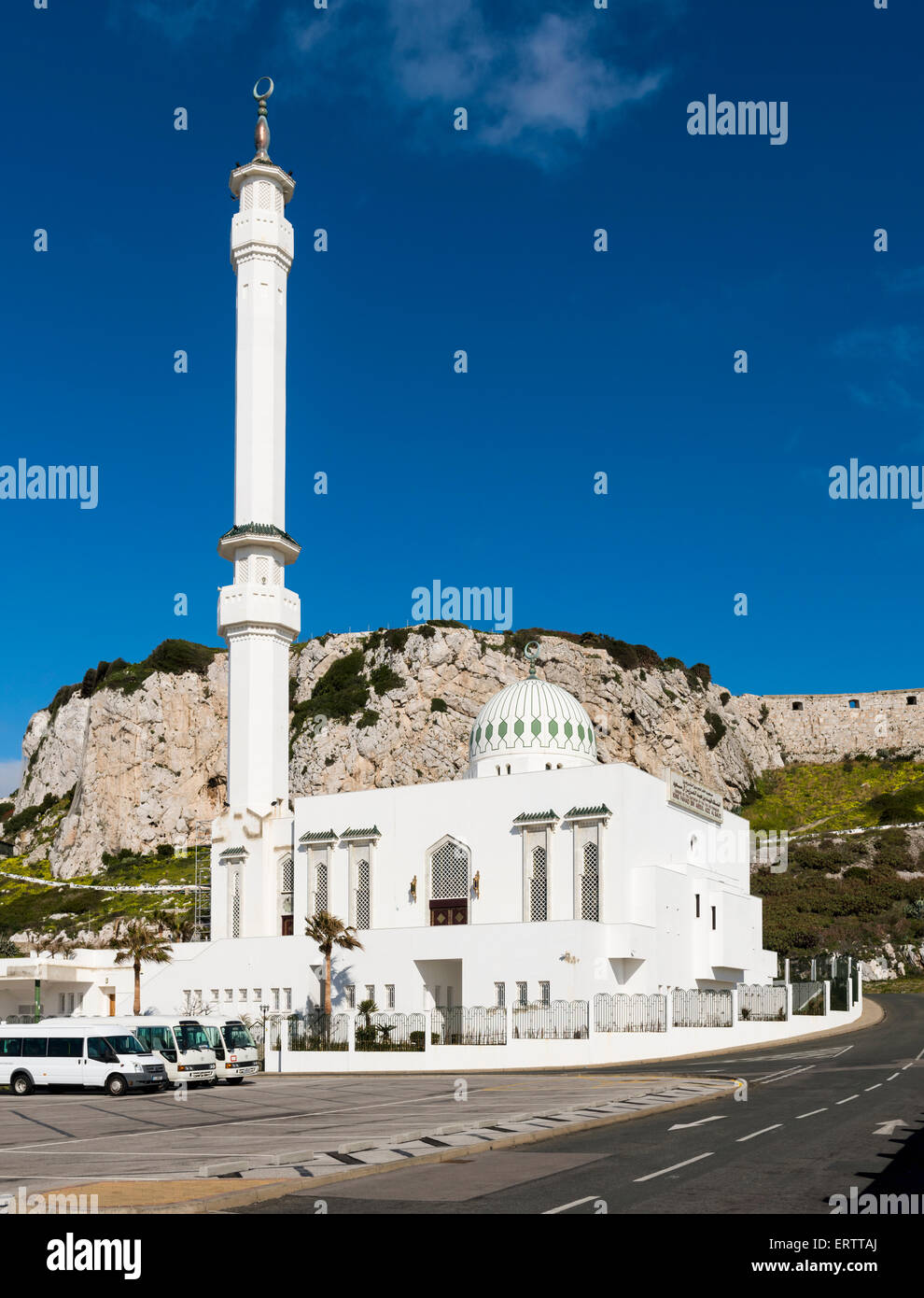 Ibrahim-al-Ibrahim Moschee, Gibraltar, auch bekannt als König Fahd bin Abdulaziz al-Saud Moschee, Europa Stockfoto