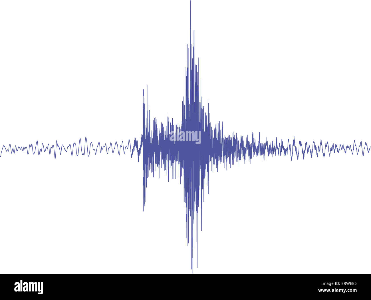 Ein blau isolierte Erdbeben Diagramm von einem großen Erdbeben ohne Maßstab noch Grid und weißen Hintergrund Stockfoto