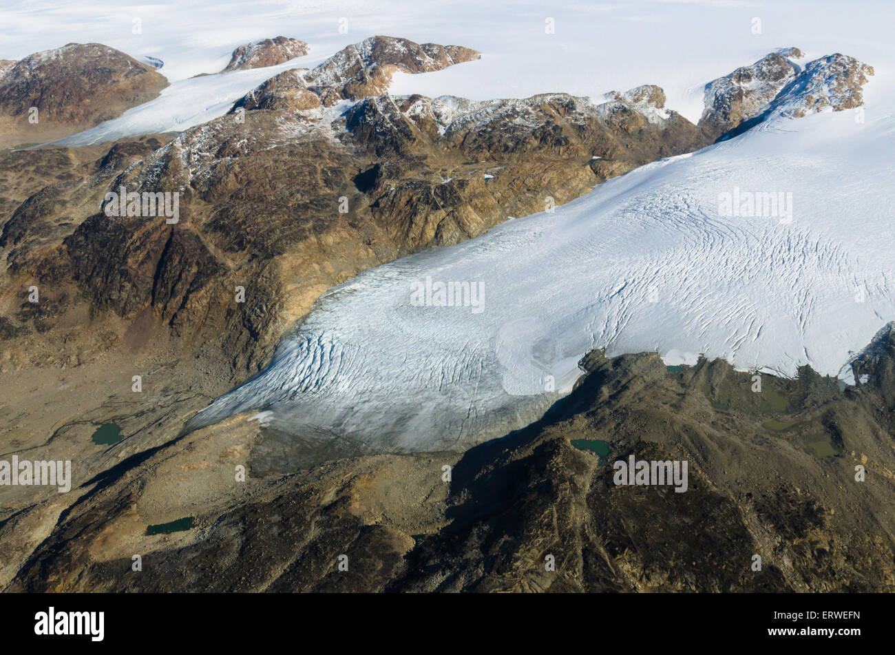 Gletscher und Berge in der Nähe der Grønnedal in Grönland Stockfoto