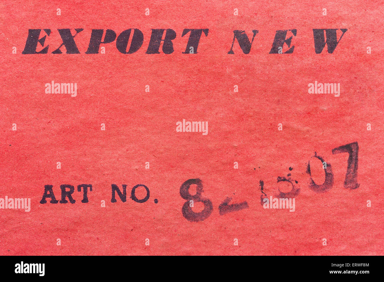 Die Inschrift auf den Export von Karton Artikel Stockfoto