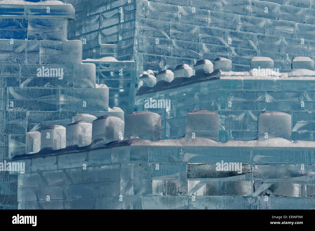 Detail das Eisschloss in Quebec Stadt, jedes Jahr für die Quebec-Winter-Karneval Stockfoto