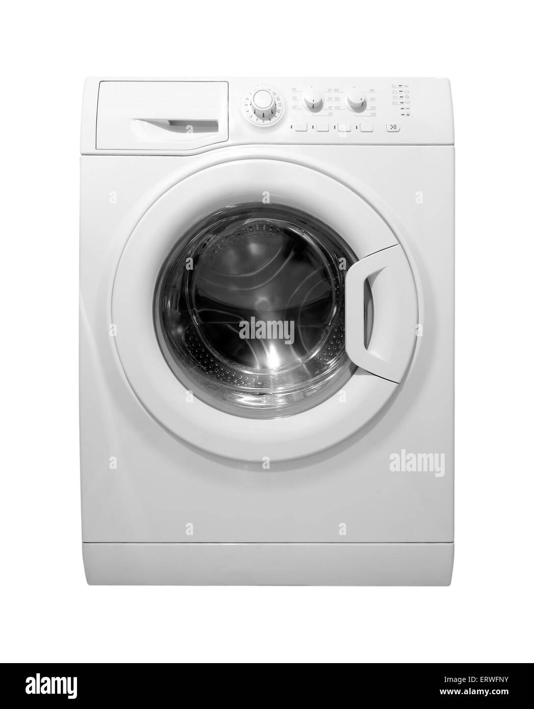 Die Waschmaschine auf weißem Hintergrund Stockfoto