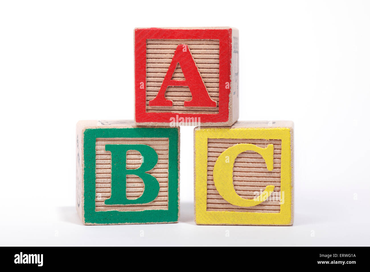 Das "ABC" ausgeschrieben, mit Kinder Bausteine Stockfoto