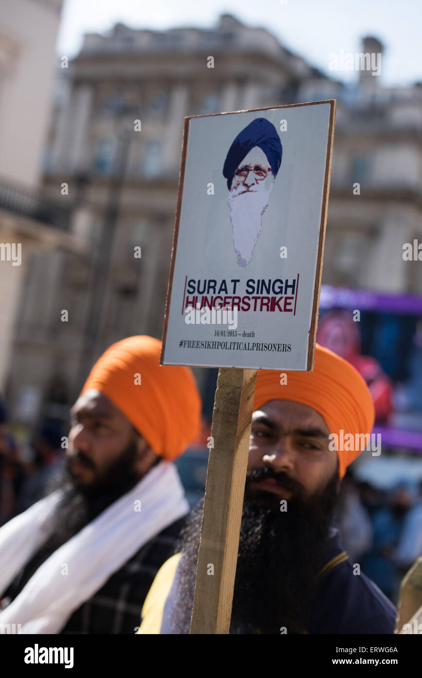 London, UK. 7. Juni 2015. Sikh Freiheit Marsch und Kundgebung in Central London UK, 7. Juni 2015. Bildnachweis: Pmgimaging/Alamy Live-Nachrichten Stockfoto