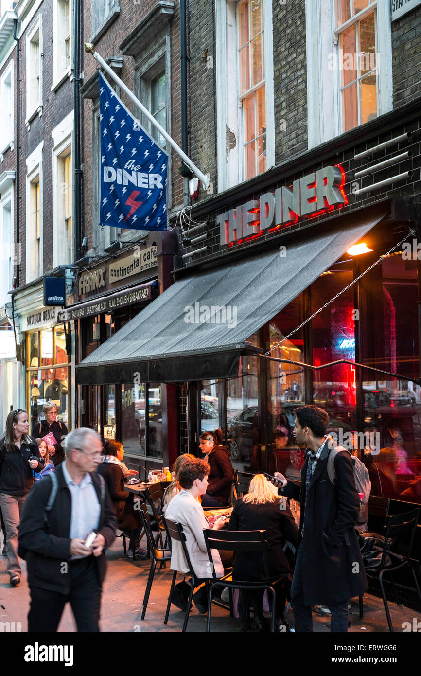 Diner bar Restaurant Abend Soho Westend UK Stockfoto