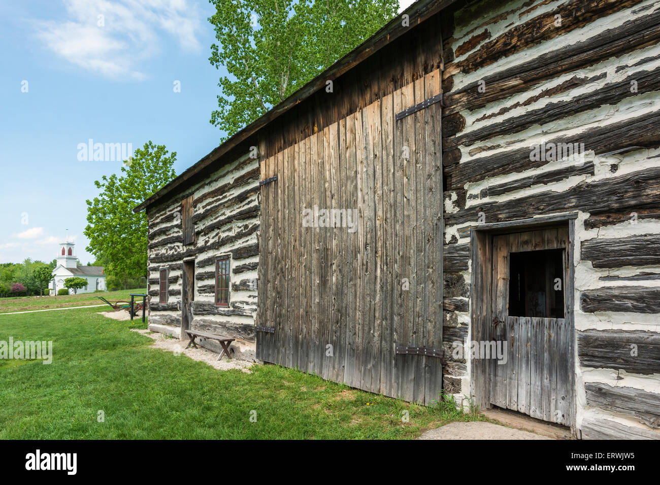 Green Bay, Wisconsin Heritage Hill State Historical Park, belgischer Bauernhof Scheune, Unität ca. 1851 Stockfoto
