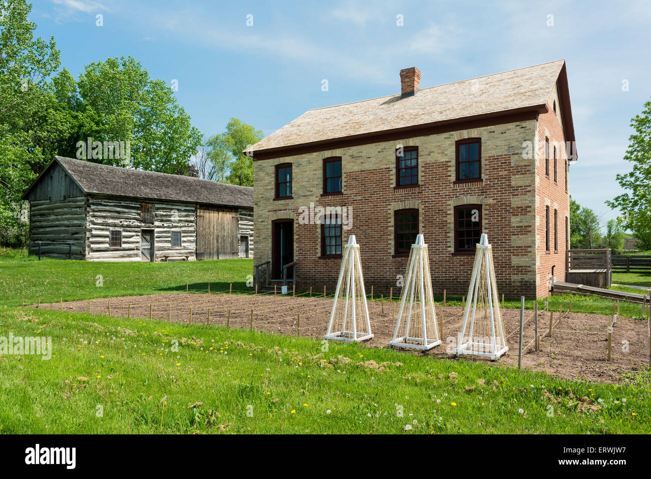 Green Bay, Wisconsin Heritage Hill State Historical Park, belgischer Bauernhof Bauernhaus ca. 1872 Stockfoto