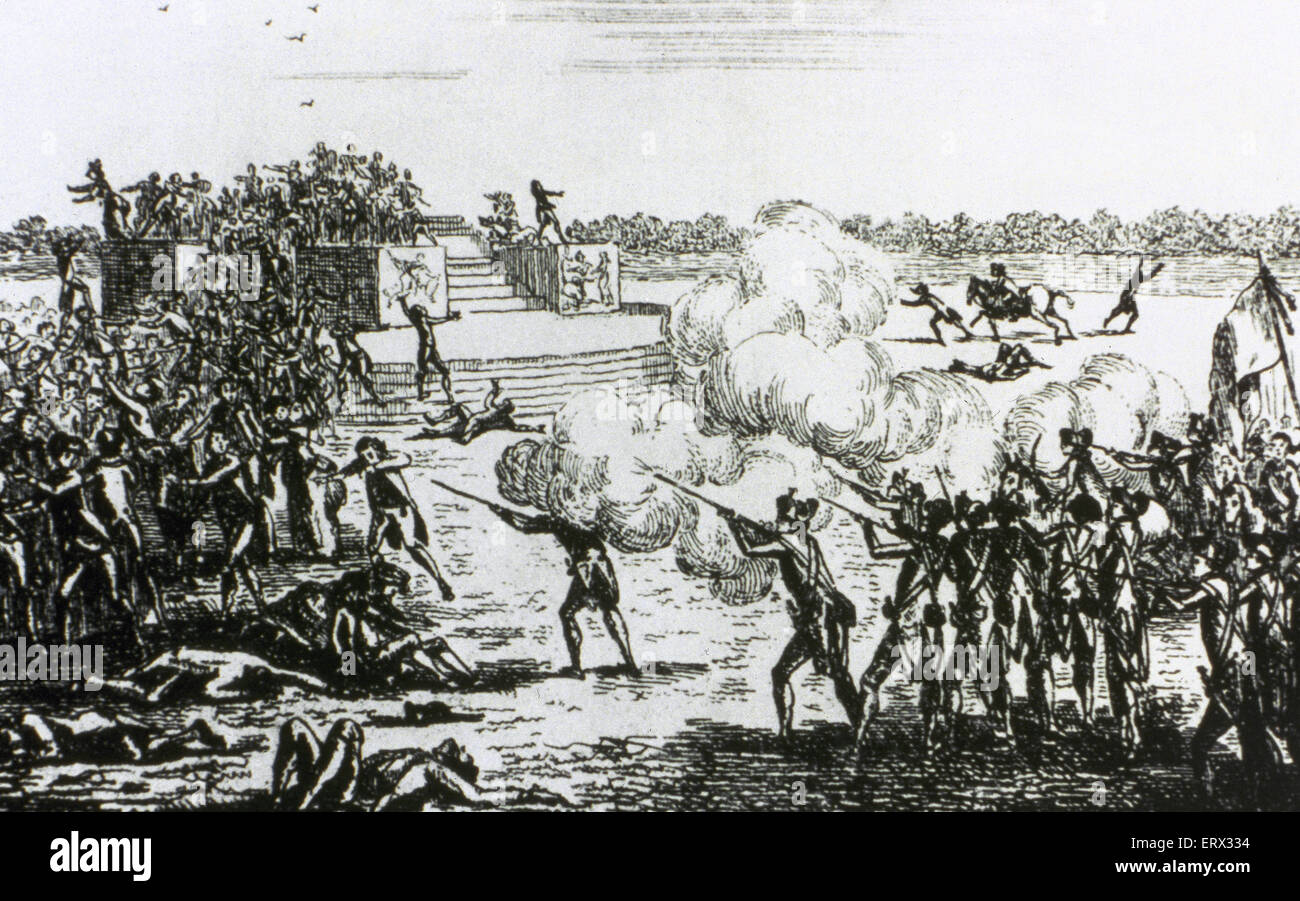 Französische Revolution (1789-1799). Champ de Mars (17. Juli 1791) Massaker. Anonym. Gravur. Stockfoto
