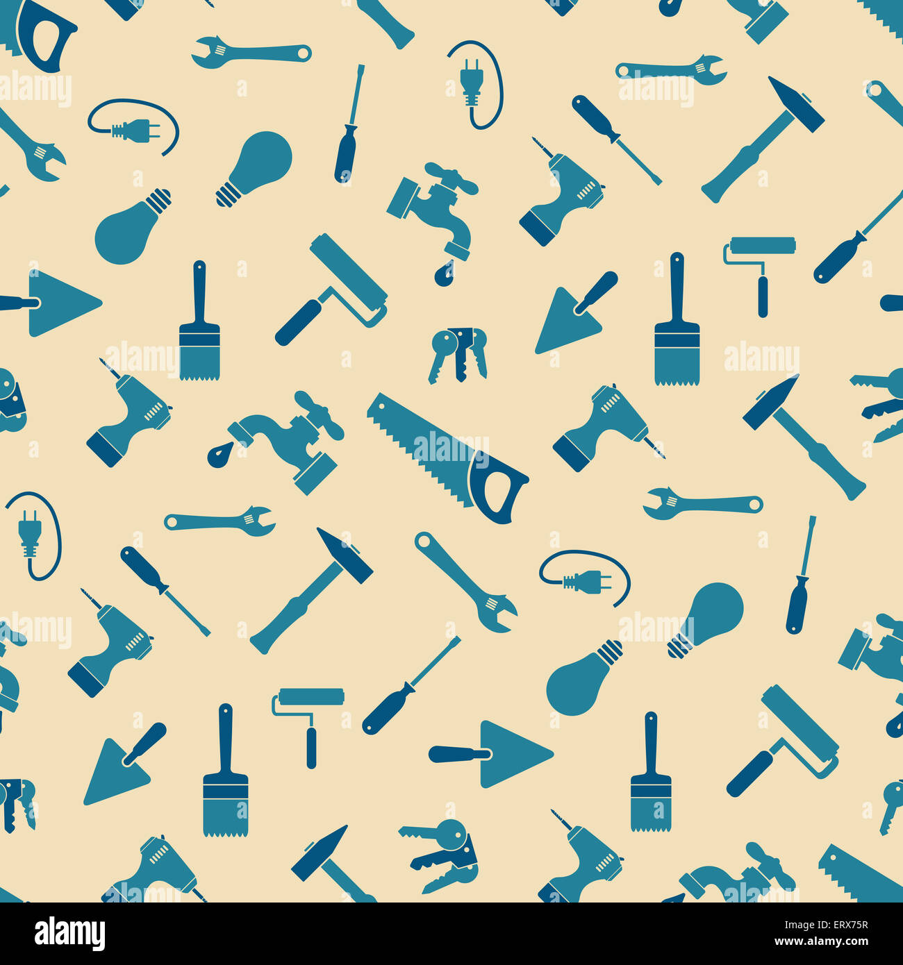 Nahtlose Handwerker Werkzeuge Muster Stockfoto