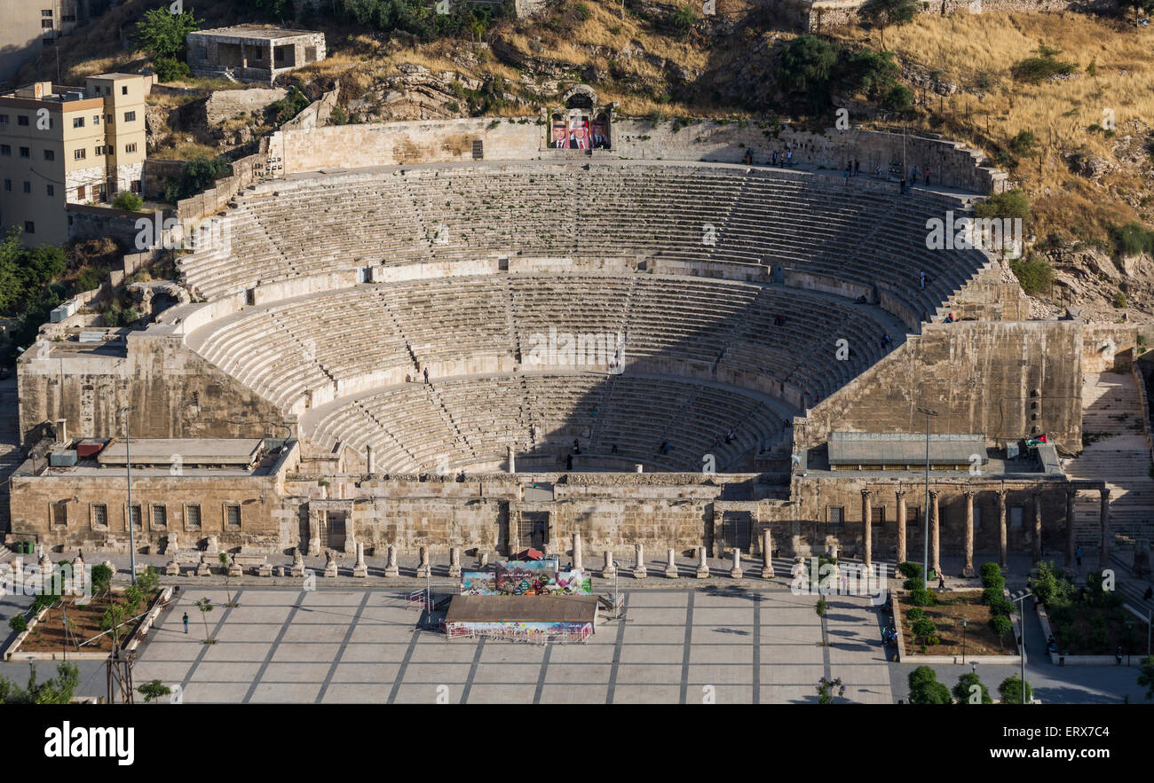 Ansicht des römischen Theaters, Amman, Jordanien Stockfoto