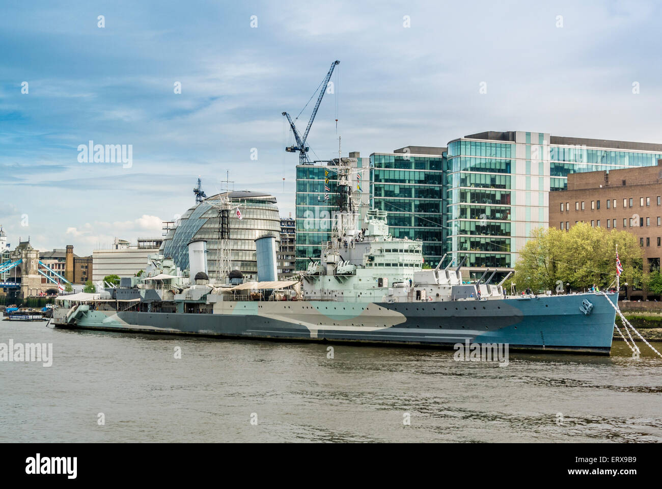 HMS Belfast auf der Themse, London, UK. Stockfoto