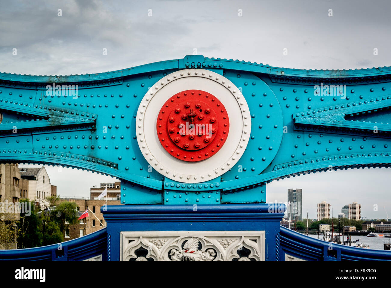 Technik-Details zu Tower Bridge, London, UK. Stockfoto